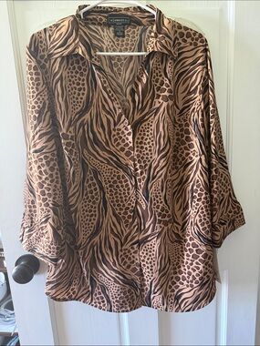 Elementz Brown and Tan Animal Print Button-Down Shirt
